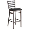 image:imageFlash Furniture 2 Pack HERCULES Series Silver Antique Finish with Clear Coat Ladder Back Metal Restaurant Barstool  Black Vinyl SeatBlack Vinyl SeatClear Coated Metal Frame
