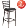 image:imageFlash Furniture 2 Pack HERCULES Series Silver Antique Finish with Clear Coat Ladder Back Metal Restaurant Barstool  Black Vinyl SeatBlack Vinyl SeatClear Coated Metal Frame