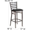 image:imageFlash Furniture 2 Pack HERCULES Series Silver Antique Finish with Clear Coat Ladder Back Metal Restaurant Barstool  Black Vinyl SeatBlack Vinyl SeatClear Coated Metal Frame