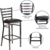 image:imageFlash Furniture 2 Pack HERCULES Series Silver Antique Finish with Clear Coat Ladder Back Metal Restaurant Barstool  Black Vinyl SeatBlack Vinyl SeatClear Coated Metal Frame