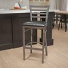 image:imageFlash Furniture 2 Pack HERCULES Series Silver Antique Finish with Clear Coat Ladder Back Metal Restaurant Barstool  Black Vinyl SeatBlack Vinyl SeatClear Coated Metal Frame