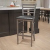 image:imageFlash Furniture 2 Pack HERCULES Series Silver Antique Finish with Clear Coat Ladder Back Metal Restaurant Barstool  Black Vinyl SeatBlack Vinyl SeatClear Coated Metal Frame