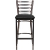image:imageFlash Furniture 2 Pack HERCULES Series Silver Antique Finish with Clear Coat Ladder Back Metal Restaurant Barstool  Black Vinyl SeatBlack Vinyl SeatClear Coated Metal Frame