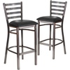 image:imageFlash Furniture 2 Pack HERCULES Series Silver Antique Finish with Clear Coat Ladder Back Metal Restaurant Barstool  Black Vinyl SeatBlack Vinyl SeatClear Coated Metal Frame