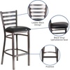 image:imageFlash Furniture 2 Pack HERCULES Series Silver Antique Finish with Clear Coat Ladder Back Metal Restaurant Barstool  Black Vinyl SeatBlack Vinyl SeatClear Coated Metal Frame