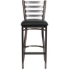 image:imageFlash Furniture 2 Pack HERCULES Series Silver Antique Finish with Clear Coat Ladder Back Metal Restaurant Barstool  Black Vinyl SeatBlack Vinyl SeatClear Coated Metal Frame