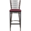 image:imageFlash Furniture 2 Pack HERCULES Series Silver Antique Finish with Clear Coat Ladder Back Metal Restaurant Barstool  Black Vinyl SeatBurgundy Vinyl SeatClear Coated Metal Frame