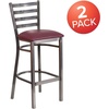 image:imageFlash Furniture 2 Pack HERCULES Series Silver Antique Finish with Clear Coat Ladder Back Metal Restaurant Barstool  Black Vinyl SeatBurgundy Vinyl SeatClear Coated Metal Frame