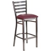 image:imageFlash Furniture 2 Pack HERCULES Series Silver Antique Finish with Clear Coat Ladder Back Metal Restaurant Barstool  Black Vinyl SeatBurgundy Vinyl SeatClear Coated Metal Frame