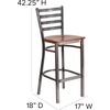 image:imageFlash Furniture 2 Pack HERCULES Series Silver Antique Finish with Clear Coat Ladder Back Metal Restaurant Barstool  Black Vinyl SeatCherry Wood SeatClear Coated Metal Frame