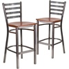 image:imageFlash Furniture 2 Pack HERCULES Series Silver Antique Finish with Clear Coat Ladder Back Metal Restaurant Barstool  Black Vinyl SeatCherry Wood SeatClear Coated Metal Frame