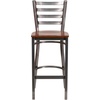 image:imageFlash Furniture 2 Pack HERCULES Series Silver Antique Finish with Clear Coat Ladder Back Metal Restaurant Barstool  Black Vinyl SeatCherry Wood SeatClear Coated Metal Frame