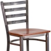 image:imageFlash Furniture 2 Pack HERCULES Series Silver Antique Finish with Clear Coat Ladder Back Metal Restaurant Barstool  Black Vinyl SeatCherry Wood SeatClear Coated Metal Frame