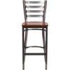 image:imageFlash Furniture 2 Pack HERCULES Series Silver Antique Finish with Clear Coat Ladder Back Metal Restaurant Barstool  Black Vinyl SeatCherry Wood SeatClear Coated Metal Frame