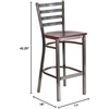 image:imageFlash Furniture 2 Pack HERCULES Series Silver Antique Finish with Clear Coat Ladder Back Metal Restaurant Barstool  Black Vinyl SeatMahogany Wood SeatClear Coated Metal Frame