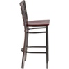image:imageFlash Furniture 2 Pack HERCULES Series Silver Antique Finish with Clear Coat Ladder Back Metal Restaurant Barstool  Black Vinyl SeatMahogany Wood SeatClear Coated Metal Frame