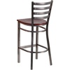 image:imageFlash Furniture 2 Pack HERCULES Series Silver Antique Finish with Clear Coat Ladder Back Metal Restaurant Barstool  Black Vinyl SeatMahogany Wood SeatClear Coated Metal Frame