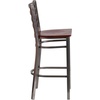 image:imageFlash Furniture 2 Pack HERCULES Series Silver Antique Finish with Clear Coat Ladder Back Metal Restaurant Barstool  Black Vinyl SeatMahogany Wood SeatClear Coated Metal Frame