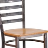 image:imageFlash Furniture 2 Pack HERCULES Series Silver Antique Finish with Clear Coat Ladder Back Metal Restaurant Barstool  Black Vinyl SeatNatural Wood SeatClear Coated Metal Frame