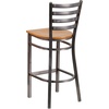 image:imageFlash Furniture 2 Pack HERCULES Series Silver Antique Finish with Clear Coat Ladder Back Metal Restaurant Barstool  Black Vinyl SeatNatural Wood SeatClear Coated Metal Frame