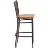 image:imageFlash Furniture 2 Pack HERCULES Series Silver Antique Finish with Clear Coat Ladder Back Metal Restaurant Barstool  Black Vinyl SeatNatural Wood SeatClear Coated Metal Frame