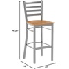 image:imageFlash Furniture 2 Pack HERCULES Series Silver Antique Finish with Clear Coat Ladder Back Metal Restaurant Barstool  Black Vinyl SeatNatural Wood SeatClear Coated Metal Frame