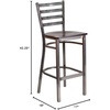image:imageFlash Furniture 2 Pack HERCULES Series Silver Antique Finish with Clear Coat Ladder Back Metal Restaurant Barstool  Black Vinyl SeatWalnut Wood SeatClear Coated Metal Frame