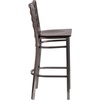 image:imageFlash Furniture 2 Pack HERCULES Series Silver Antique Finish with Clear Coat Ladder Back Metal Restaurant Barstool  Black Vinyl SeatWalnut Wood SeatClear Coated Metal Frame