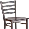 image:imageFlash Furniture 2 Pack HERCULES Series Silver Antique Finish with Clear Coat Ladder Back Metal Restaurant Barstool  Black Vinyl SeatWalnut Wood SeatClear Coated Metal Frame
