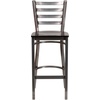 image:imageFlash Furniture 2 Pack HERCULES Series Silver Antique Finish with Clear Coat Ladder Back Metal Restaurant Barstool  Black Vinyl SeatWalnut Wood SeatClear Coated Metal Frame