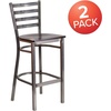 image:imageFlash Furniture 2 Pack HERCULES Series Silver Antique Finish with Clear Coat Ladder Back Metal Restaurant Barstool  Black Vinyl SeatWalnut Wood SeatClear Coated Metal Frame