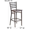 image:imageFlash Furniture 2 Pack HERCULES Series Silver Antique Finish with Clear Coat Ladder Back Metal Restaurant Barstool  Black Vinyl SeatWalnut Wood SeatClear Coated Metal Frame
