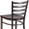 image:imageFlash Furniture 2 Pack HERCULES Series Silver Antique Finish with Clear Coat Ladder Back Metal Restaurant Barstool  Black Vinyl SeatWalnut Wood SeatClear Coated Metal Frame