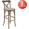 image:imageFlash Furniture 2 Pk HERCULES Series Dark Antique Wood Cross Back Barstool with CushionSet of 2