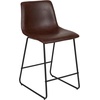 image:imageFlash Furniture 24 in LeatherSoft Barstool Dark Brown 2Pack  Commercial Grade Counter Height