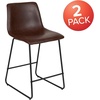 image:imageFlash Furniture 24 in LeatherSoft Barstool Dark Brown 2Pack  Commercial Grade Counter Height