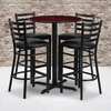 image:imageFlash Furniture 30 Round Black Laminate Table Set with XBase and 4 Ladder Back Metal Barstools  Black Vinyl SeatMahogany TopBlack Vinyl Seat
