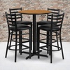 image:imageFlash Furniture 30 Round Black Laminate Table Set with XBase and 4 Ladder Back Metal Barstools  Black Vinyl SeatNatural TopBlack Vinyl Seat