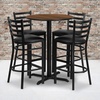 image:imageFlash Furniture 30 Round Black Laminate Table Set with XBase and 4 Ladder Back Metal Barstools  Black Vinyl SeatWalnut TopBlack Vinyl Seat