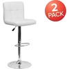image:imageFlash Furniture Alexandra 2 Pack Contemporary White Quilted Vinyl Adjustable Height Barstool with Chrome Base