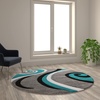 image:imageFlash Furniture Athos Collection Abstract Area Rug  Sculpted HighLow Pile Turquoise Olefin Rug  3 x 10 Area Rug  Jute Backing  Entryway Living Room BedroomTurquoise