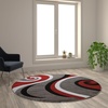 image:imageFlash Furniture Athos Collection Abstract Area Rug  Sculpted HighLow Pile Turquoise Olefin Rug  3 x 10 Area Rug  Jute Backing  Entryway Living Room BedroomRed
