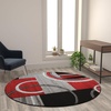 image:imageFlash Furniture Audra Collection Geometric Abstract Area Rug  HighLow Pile Turquoise Olefin Rug  2 x 7 Area Rug  Jute Backing  Entryway Living Room BedroomRed