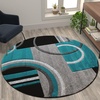 image:imageFlash Furniture Audra Collection Geometric Abstract Area Rug  HighLow Pile Turquoise Olefin Rug  2 x 7 Area Rug  Jute Backing  Entryway Living Room BedroomTurquoise