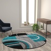 image:imageFlash Furniture Audra Collection Geometric Abstract Area Rug  HighLow Pile Turquoise Olefin Rug  2 x 7 Area Rug  Jute Backing  Entryway Living Room BedroomTurquoise