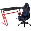 image:imageFlash Furniture Black Gaming Desk and RedBlack Racing Chair Set with Cup Holder Headphone Hook and MonitorSmartphone StandBlue