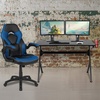 image:imageFlash Furniture Black Gaming Desk and RedBlack Racing Chair Set with Cup Holder Headphone Hook and MonitorSmartphone StandBlue