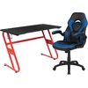 image:imageFlash Furniture Black Gaming Desk and RedBlack Racing Chair Set with Cup Holder Headphone Hook and MonitorSmartphone StandBlue