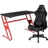 image:imageFlash Furniture Black Gaming Desk and RedBlack Racing Chair Set with Cup Holder Headphone Hook and MonitorSmartphone StandGrey