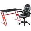 image:imageFlash Furniture Black Gaming Desk and RedBlack Racing Chair Set with Cup Holder Headphone Hook and MonitorSmartphone StandGrey